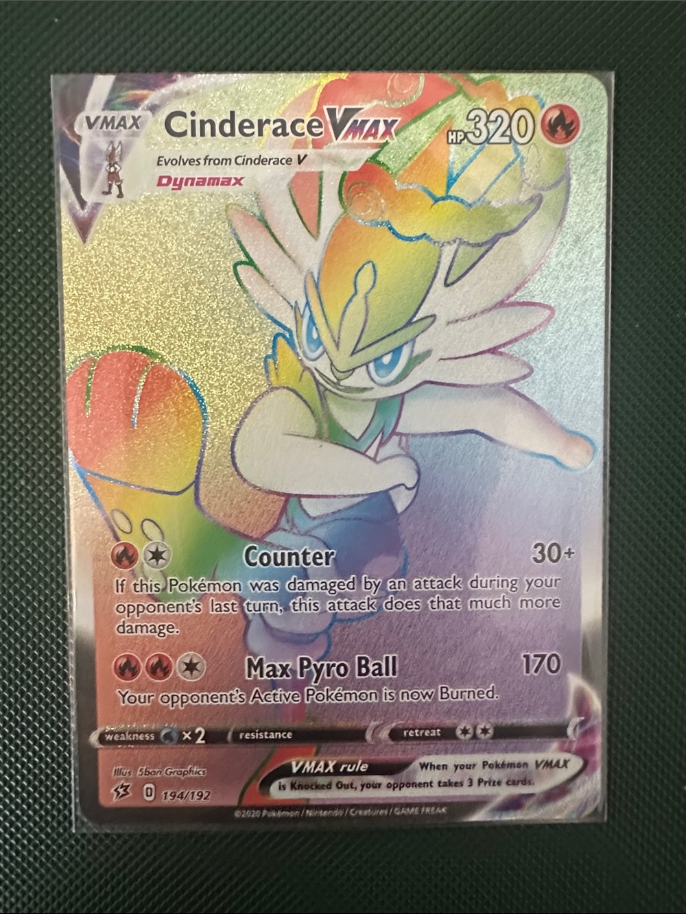 Cinderace VMAX Rainbow Holo Pokémon Card